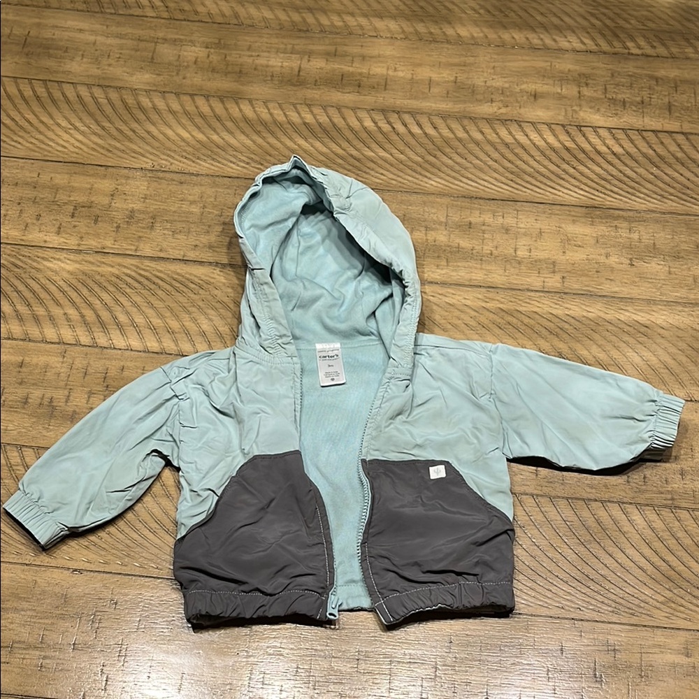 Kids Hooded Jacket in Light Blue and Gray